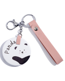 Folding Double-sided Mirror PU Metal Key Ring Dressing Mirror Round Portable Mini Small Mirror