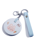Folding Double-sided Mirror PU Metal Key Ring Dressing Mirror Round Portable Mini Small Mirror