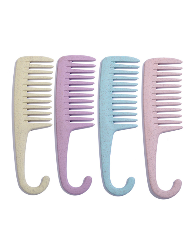 Wheat Straw Wide Tooth Curved Hook Comb Hairdressing Styling Comb Dry and Wet Plastic Comb Household Comb