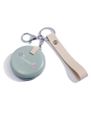 Folding Double-sided Mirror PU Metal Key Ring Dressing Mirror Round Portable Mini Small Mirror