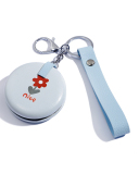 Folding Double-sided Mirror PU Metal Key Ring Dressing Mirror Round Portable Mini Small Mirror