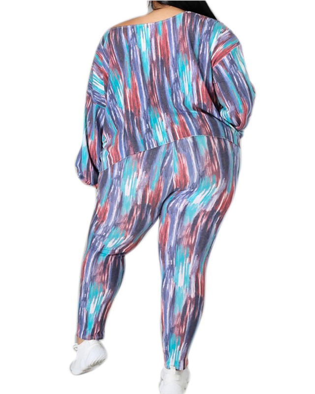 Woman Fashion Casual Printed Two-Piece Suit L-4XL