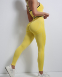 Woman Seamless Knitted Beauty Back High Waist Peach Hip Sports Running Two-Piece Yoga Suit S-L