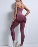 INS Style Running Sports Top Tights Sports Vest Fitness Striped Yoga Two-Piece Suit S-L