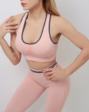 Fashion Sexy High Stretch Bra High Waist Peach Hip Lifting Yoga Two-Piece Solid Color S-L