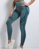 Woman Seamless Knitted Beauty Back High Waist Peach Hip Sports Running Two-Piece Yoga Suit S-L