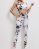 Tie-dye Stretch Suit New Knitted Fitness Tousers Two-Piece Yoga Suit S-L