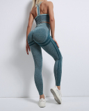 INS Style Running Sports Top Tights Sports Vest Fitness Striped Yoga Two-Piece Suit S-L