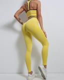INS Style Running Sports Top Tights Sports Vest Fitness Striped Yoga Two-Piece Suit S-L