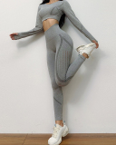 Autumn Seamless High Waist Tight Yoga Two-piece Set