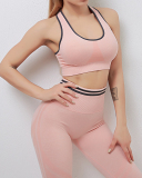 Fashion Sexy High Stretch Bra High Waist Peach Hip Lifting Yoga Two-Piece Solid Color S-L