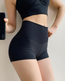 Lady Solid Color Breathable Elasticity Yoga Short Pants Blue Black Pink Green S-L 