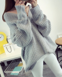 Lady V-Neck Solid Color Warm Comfortable Sweater Tops Gray Black Red Green 