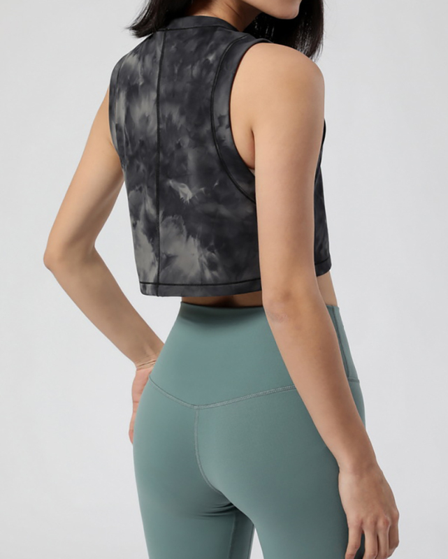 Tie Dye Racerback Loose Tank Activewear Running Workouts Clothes Yoga Stretch Blouse Gym Tank Sleeveless Shirts Without Pad