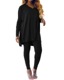 Women Clothing Pure Color Pleats Women Casual Two Piece Set