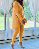 Women Clothing Pure Color Pleats Women Casual Two Piece Set