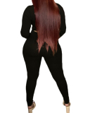 Ladies Hot-Selling New Style Personality Line Zipper Waist Tie Long-Sleeved Trousers Two-Piece Suit S-XXL