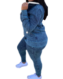 Fashion Women's Personality Printed Zipper Drawstring New Leisure Sports Suit Solid color S-XXL