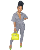 Short Sleeve Women New Business Lady Two Piece Suit S-XXL