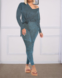 Casual Sports Suit Printed Pleated Fall Two-piece Suit