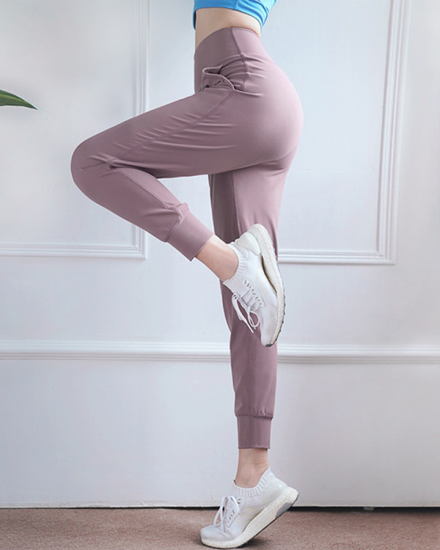 2021 Women Sports Running Pant Cozy High Waist Yoga Pants Female Breathable Elasticized Leggings Girl Gym Clothing Pure Colour