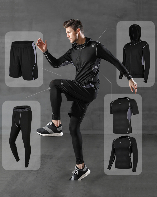 5 Pcs/Set Men's Compression Sportswear Suits Quick Dry Plus Size
