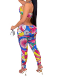 Ladies Fashion New Color Printed Chest Drawstring Camisole Hollow Personalized Lace Two-Piece Set S-XL