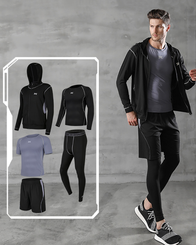 5 Pcs/Set Men's Compression Sportswear Suits Quick Dry Plus Size