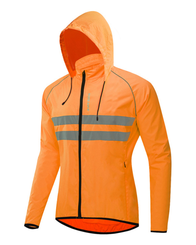 Thin Hooded Caps Reflective Running Jackets Windproof Water Rain Repellent Cycling Windbreaker Coat Bike Sports Jackets