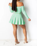 Lady Sexy Fashion Pleated High-Waist Spring and Summer Two-Piece Set S-XXL