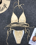 Women Cross Strappy  Tie Side String Two Piece Swimwear White Red Black S-L 