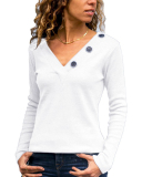 V-neck Slim Pretty Women T Shirt