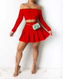 Lady Sexy Fashion Pleated High-Waist Spring and Summer Two-Piece Set S-XXL
