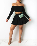 Lady Sexy Fashion Pleated High-Waist Spring and Summer Two-Piece Set S-XXL
