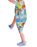 New Trendy Kids Cartoon Print Short-Sleeved Two-Piece Set