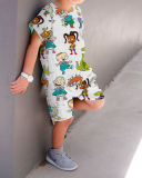 New Trendy Kids Cartoon Print Short-Sleeved Two-Piece Set