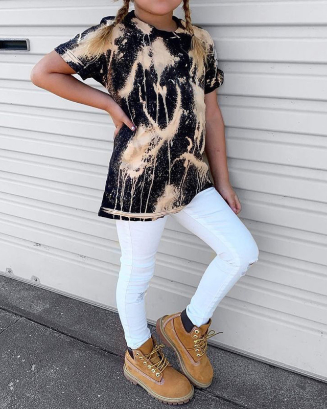 Summer New Children's Bright Gold Printed T-shirt Short-Sleeved Top