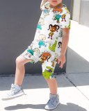 New Trendy Kids Cartoon Print Short-Sleeved Two-Piece Set