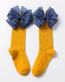 Kids Beautiful Middle Long Mesh Bow-knot Cotton Socks