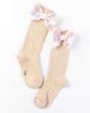 Kids Beautiful Middle Long Mesh Bow-knot Cotton Socks