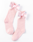 Kids Beautiful Middle Long Mesh Bow-knot Cotton Socks