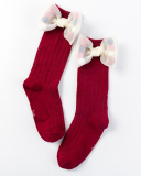 Kids Beautiful Middle Long Mesh Bow-knot Cotton Socks