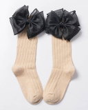 Kids Beautiful Middle Long Mesh Bow-knot Cotton Socks