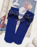 Summer New Kids Bow Solid Color Middle Socks