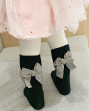 Summer New Kids Bow Solid Color Middle Socks