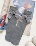 Summer New Kids Bow Solid Color Middle Socks