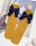 Summer New Kids Bow Solid Color Middle Socks