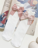 Summer New Kids Bow Solid Color Middle Socks