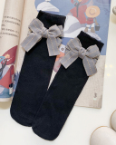 Summer New Kids Bow Solid Color Middle Socks