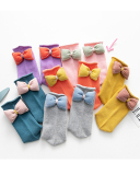 Cute Baby Kids Bow Colorblock Short Socks S-L